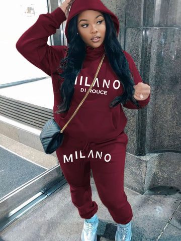 Plus Size Casual Hooded Collar Tracksuit