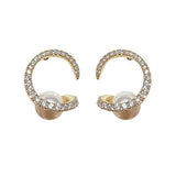 Simple C-Shaped Pearl Earrings