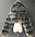 Furry Cropped Hooded Faux Fur Fluffy Jacket