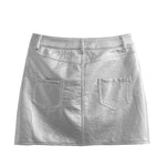 Women's Faux Leather Silver Mini Skirt